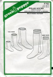 504 F793 POLAR STRETCH GREEN PEPPER FAMILY SOCKS LENGTHS PATTERN uncut